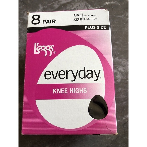 Leggs Everyday Plus Size Knee Highs Sheer Toe 8 Pair jet BlackNEW Box‎ 2012 - Picture 1 of 6
